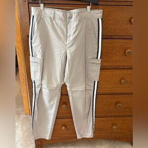 Athleta Women's Summit Cargo Tan Pants with Black Stripes